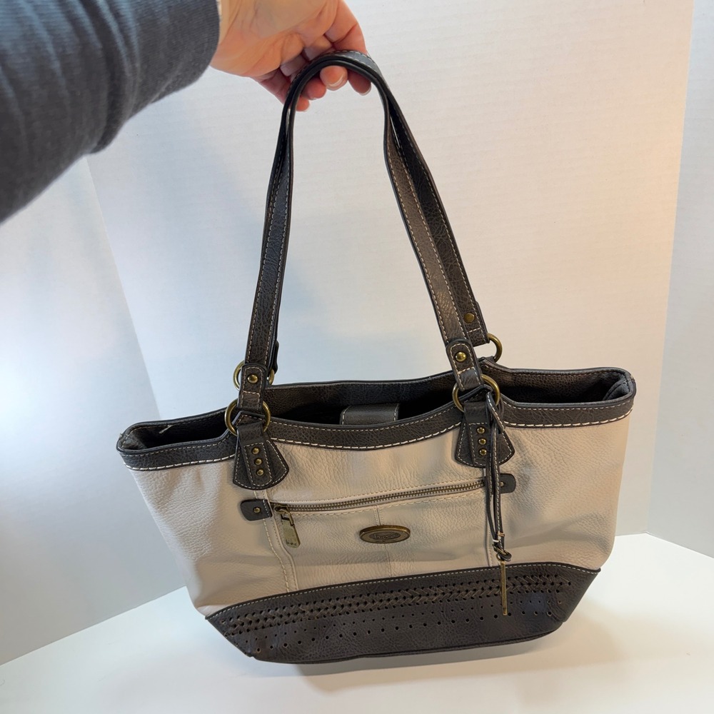 B.O.C. Born Concept Tote Bag BOC Womens Cream Gray Boho Braided Shoulder Bag